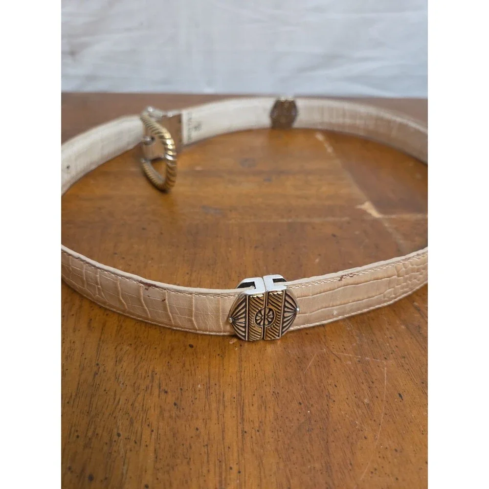 Brighton Reversible Belt Conchos Beige Tan Camel Size Medium 30 B40142